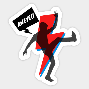 Stardust Blue & Red 80s 90s pop style | Black Silhouette Retro Comic Book AWEYE! Sticker